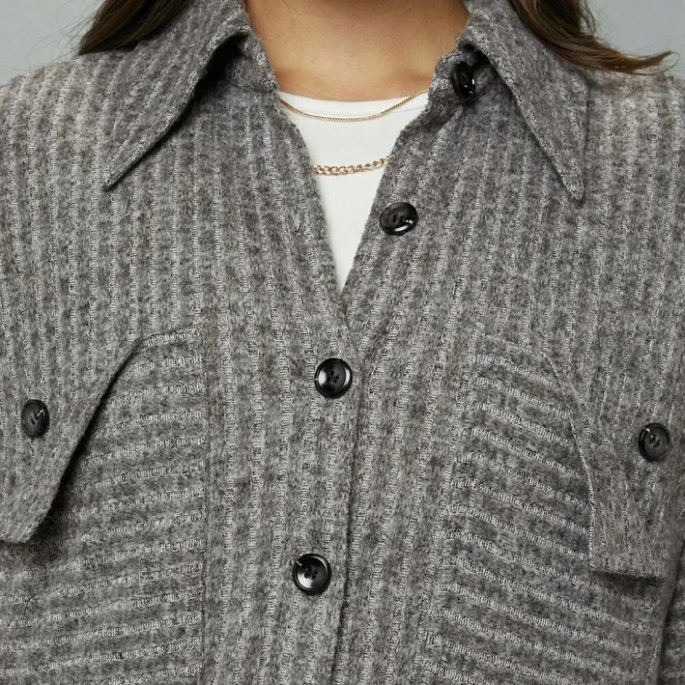 Womens Pocket Coat gray shacket